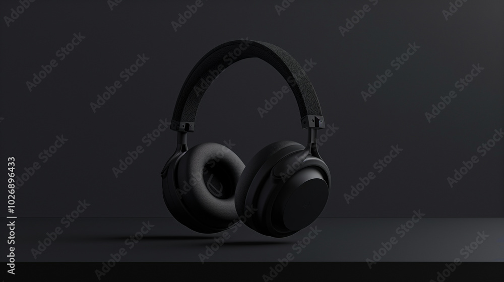 Black over-ear headphones isolated on a white background Black over-ear headphones isolated on a white background
