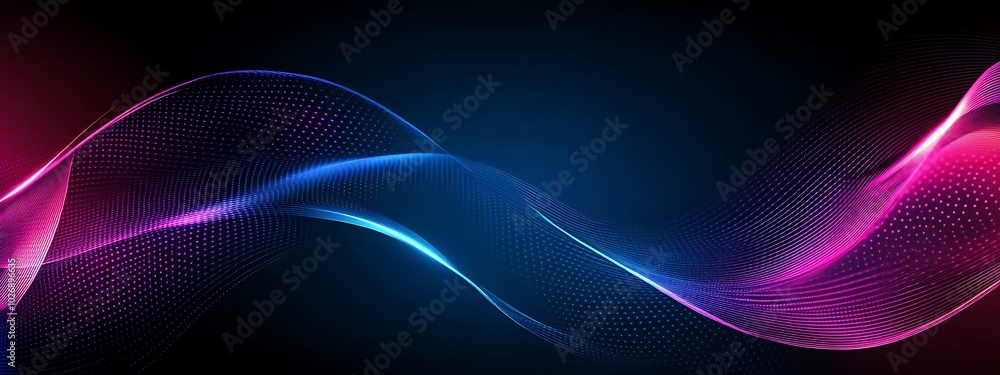 Abstract glowing pink and blue waves on a dark background. Abstract glowing pink and blue waves on a dark background.