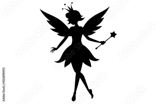 Fairy magic silhouette | vector silhouette illustration on white background