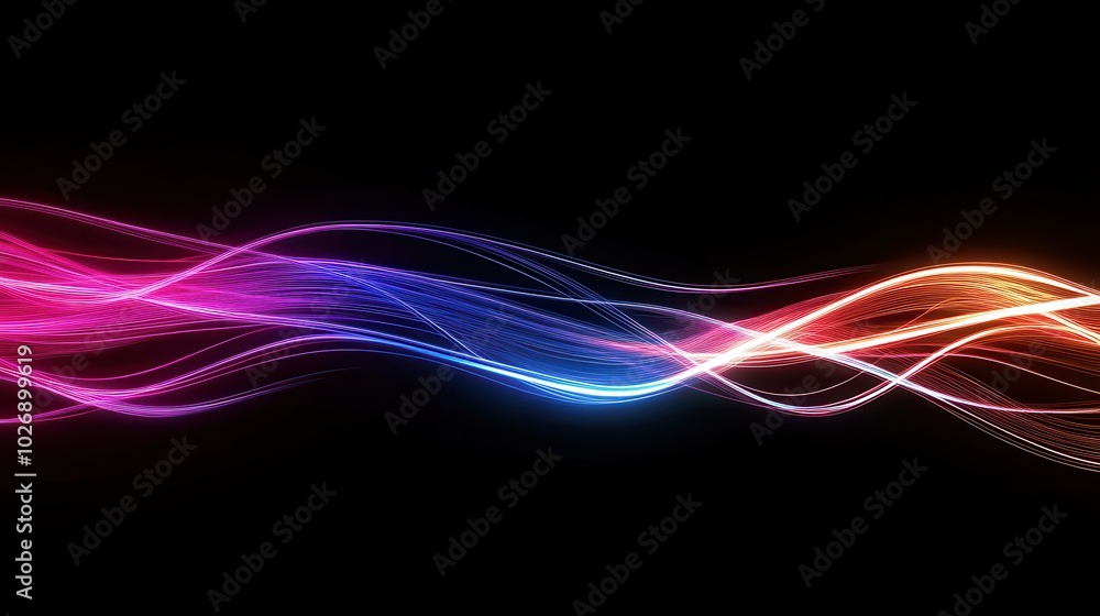 Fototapeta premium Neon Futuristic Flashes Dynamic Light Motion on a Black Background