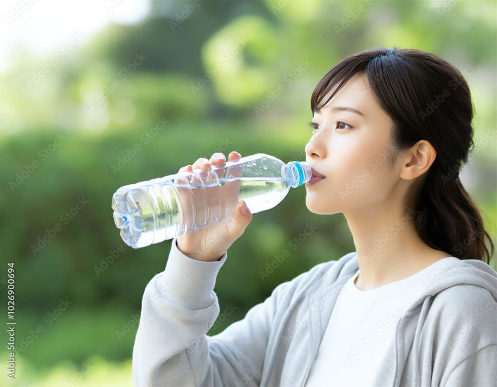 水を飲む女性 健康 水分補給 水を飲む女性 健康 水分補給