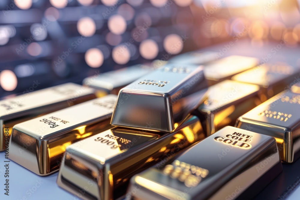 Stack of Shiny Gold Ingots for Wealth and Investment Purposes Stack of Shiny Gold Ingots for Wealth and Investment Purposes