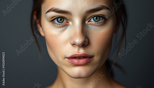 Wallpaper Mural Close up portrait of a young woman with green eyes, looking directly at the camera. Torontodigital.ca