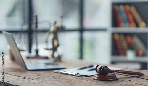 Photos Justice Gavel on Lawyer's Desk