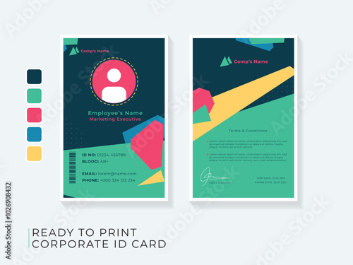 Modern and Minimal Employee Id Card Template | Creative Id Card Design with abstract elements For Employee 