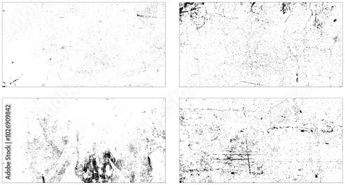 Wallpaper Mural White old concrete wall distressed black grunge texture vector. Set of vector paint brush stroke, ink splash and grungy decoration elements. Torontodigital.ca