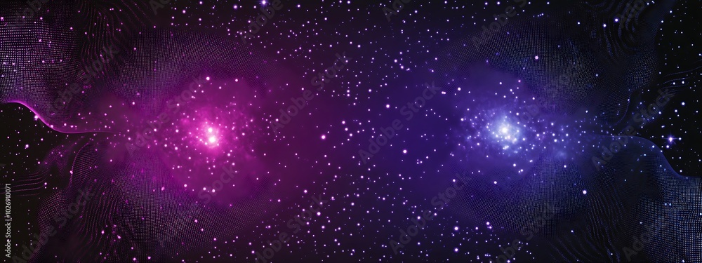 Abstract purple and blue cosmic nebula background with bright glowing stars. Abstract purple and blue cosmic nebula background with bright glowing stars.