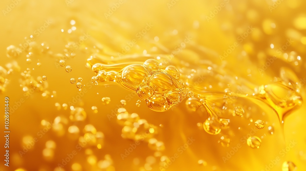 Close-up of golden bubbles in liquid, creating a cheerful and dynamic atmosphere. Ideal for culinary or beverage-related themes. Close-up of golden bubbles in liquid, creating a cheerful and dynamic atmosphere. Ideal for culinary or beverage-related themes.