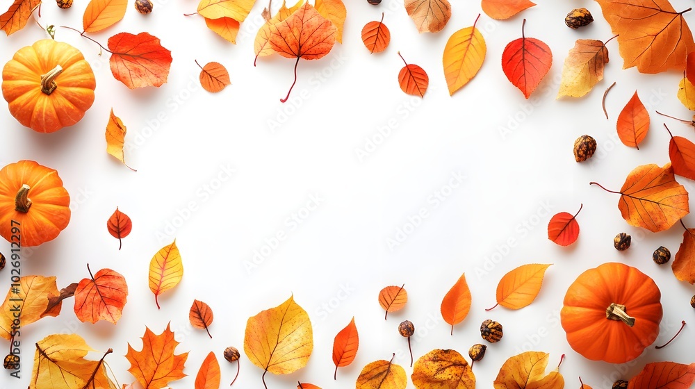 Autumn Leaves and Pumpkins Frame Autumn Leaves and Pumpkins Frame