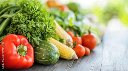 Close-up of vibrant fresh vegetables and fruits on wooden table, symbolizing healthy blood pressure foods, emphasizing natural nutrition and wellness.