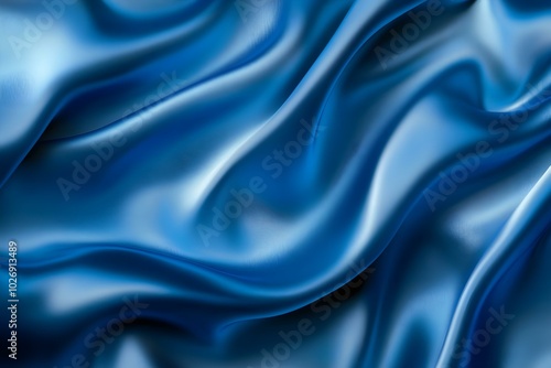 Blue silk fabric background. Satin luxury texture. Abstract smooth waves from textiles. Elegant beauty wallpaper design