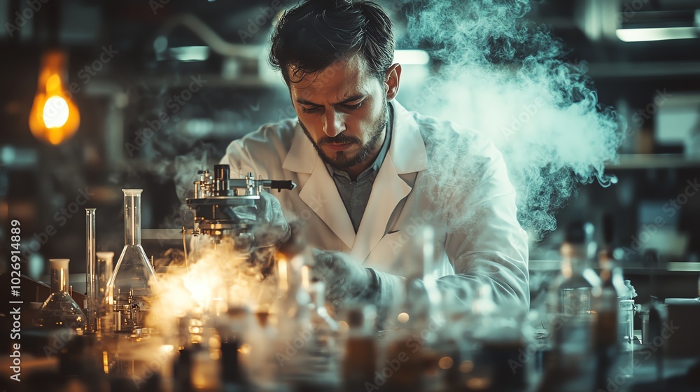 Fototapeta premium Scientist experimenting in laboratory