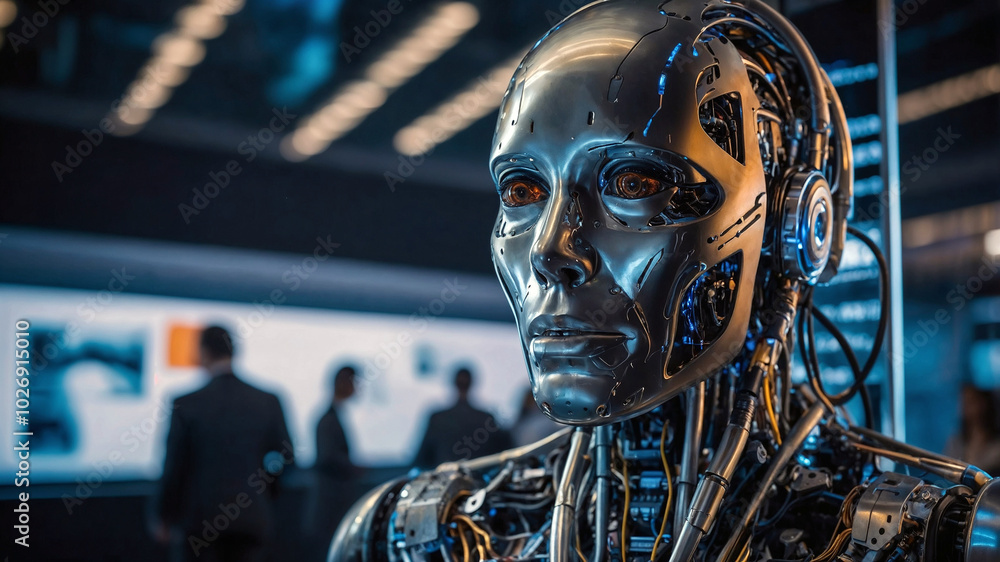 Digital technology robot, business machine ai. Future futuristic concept, artificial hand intelligence. Computer cyber science, artificial intelligence communication. AI generated Digital technology robot, business machine ai. Future futuristic concept, artificial hand intelligence. Computer cyber science, artificial intelligence communication. AI generated