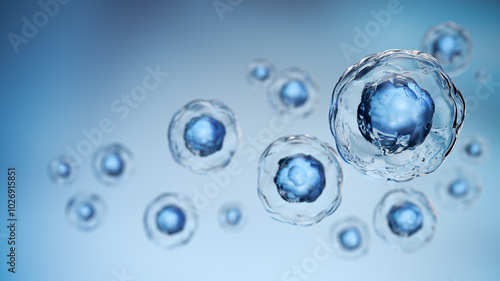 Fotografía 3d rendering of Human cell or Embryonic stem cell microscope background