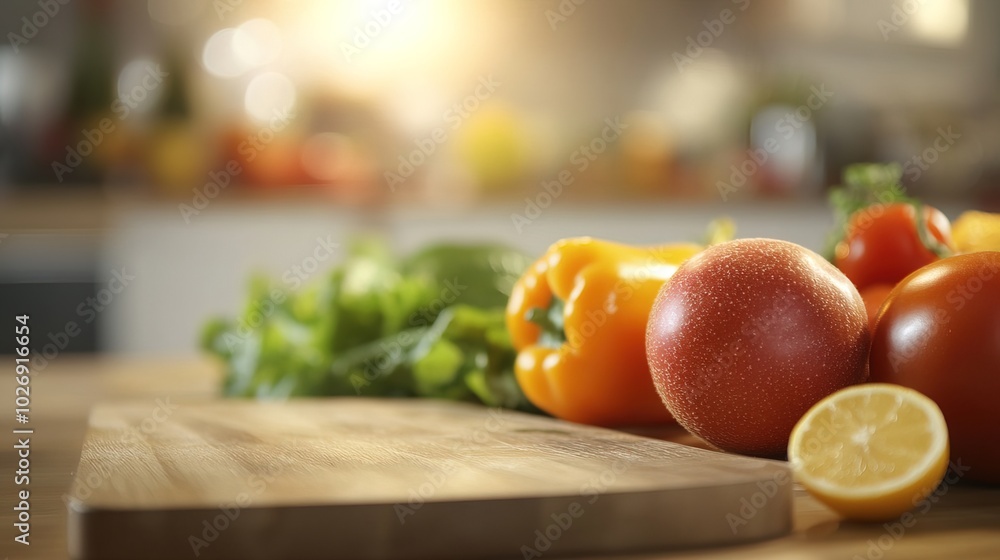 Close-up of vibrant fresh vegetables and fruits on wooden table, symbolizing healthy blood pressure foods, emphasizing natural nutrition and wellness.