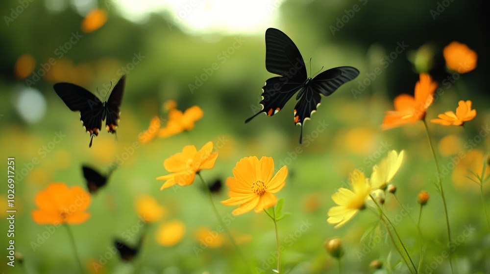 Fototapeta premium Vibrant Butterfly Garden: Nature's Enchanting Dance