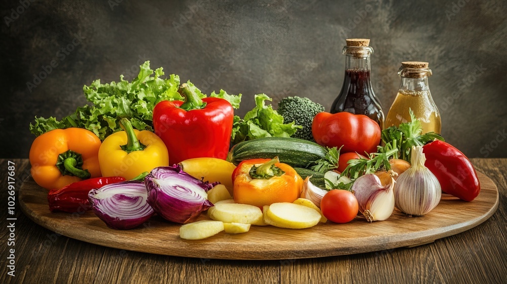 Close-up of vibrant fresh vegetables and fruits on wooden table, symbolizing healthy blood pressure foods, emphasizing natural nutrition and wellness. Close-up of vibrant fresh vegetables and fruits on wooden table, symbolizing healthy blood pressure foods, emphasizing natural nutrition and wellness.