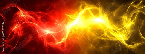 Abstract red and yellow glowing lines on a black background.