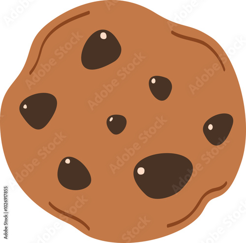 Cartoon chocolate chip cookie illustration.