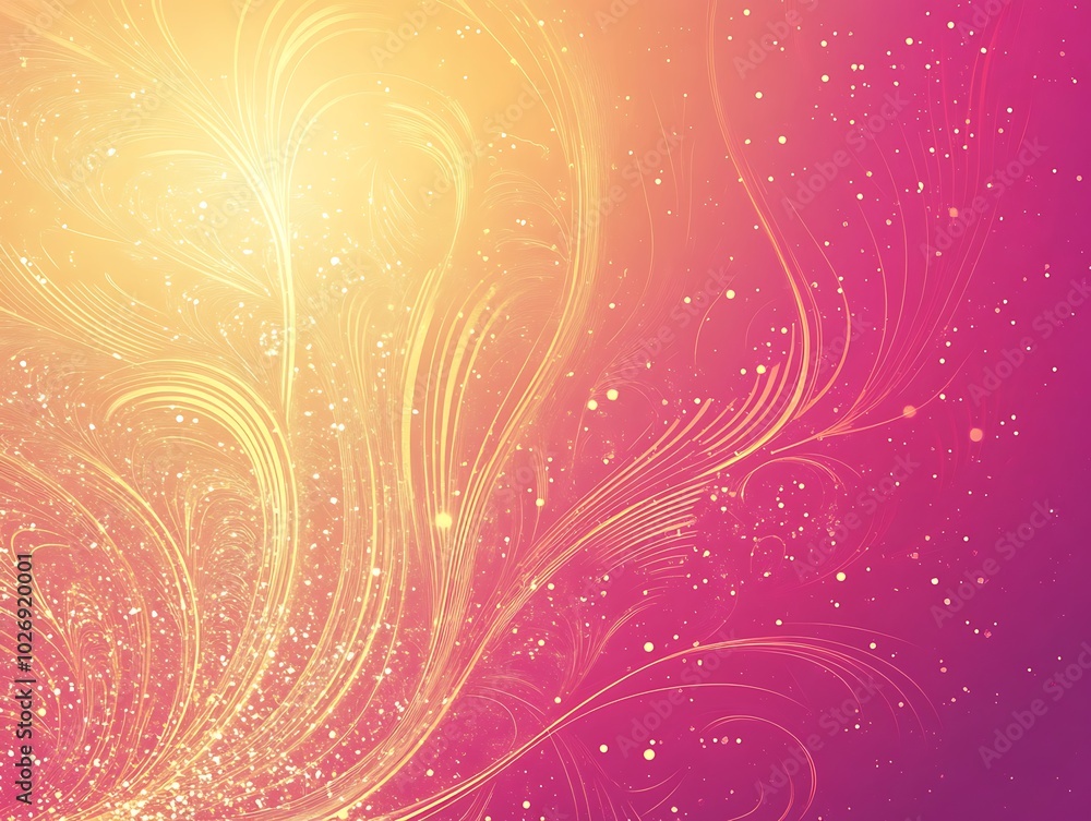 Abstract swirling design in pink and yellow with sparkly background. Abstract swirling design in pink and yellow with sparkly background.