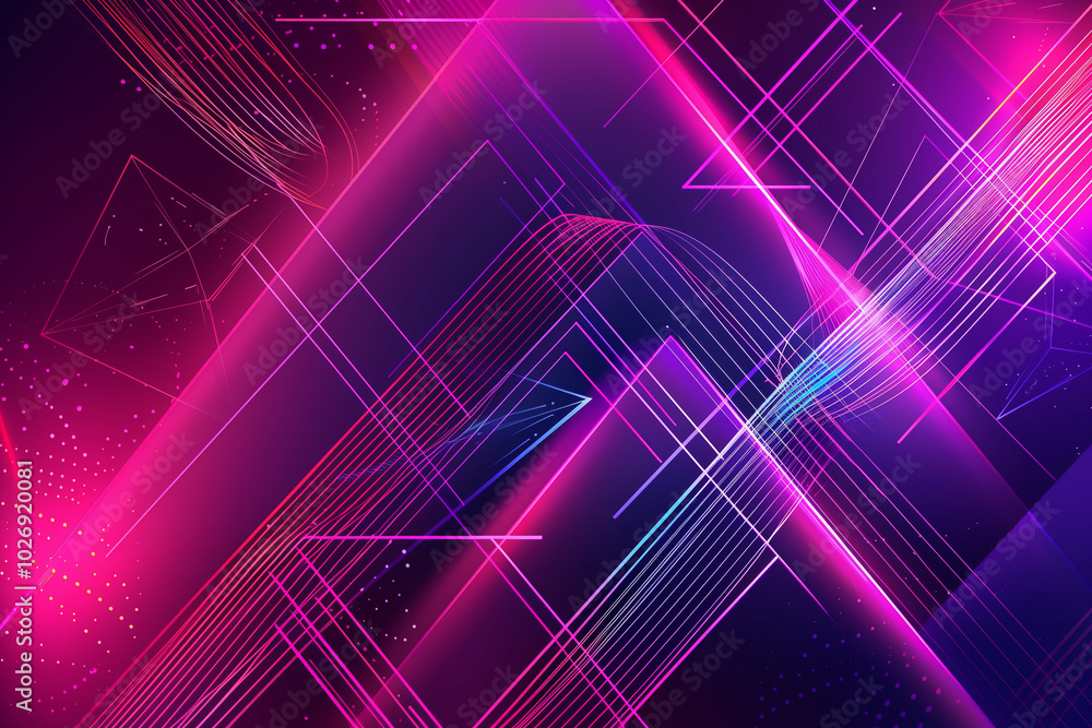 Vibrant neon gradient abstract background with geometric triangles and lines Vibrant neon gradient abstract background with geometric triangles and lines
