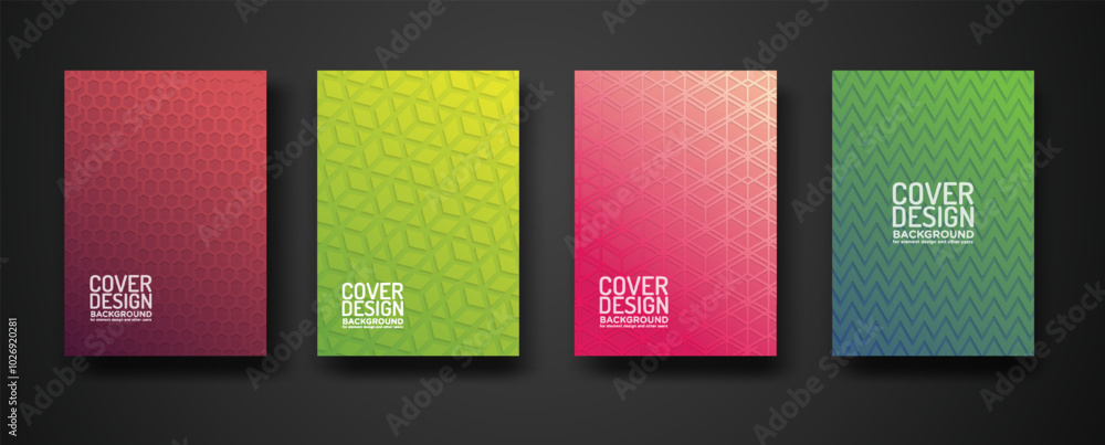 set cover design with modern geometric lines textured pattern and colorful dynamic gradation