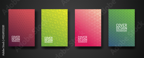 set cover design with modern geometric lines textured pattern and colorful dynamic gradation