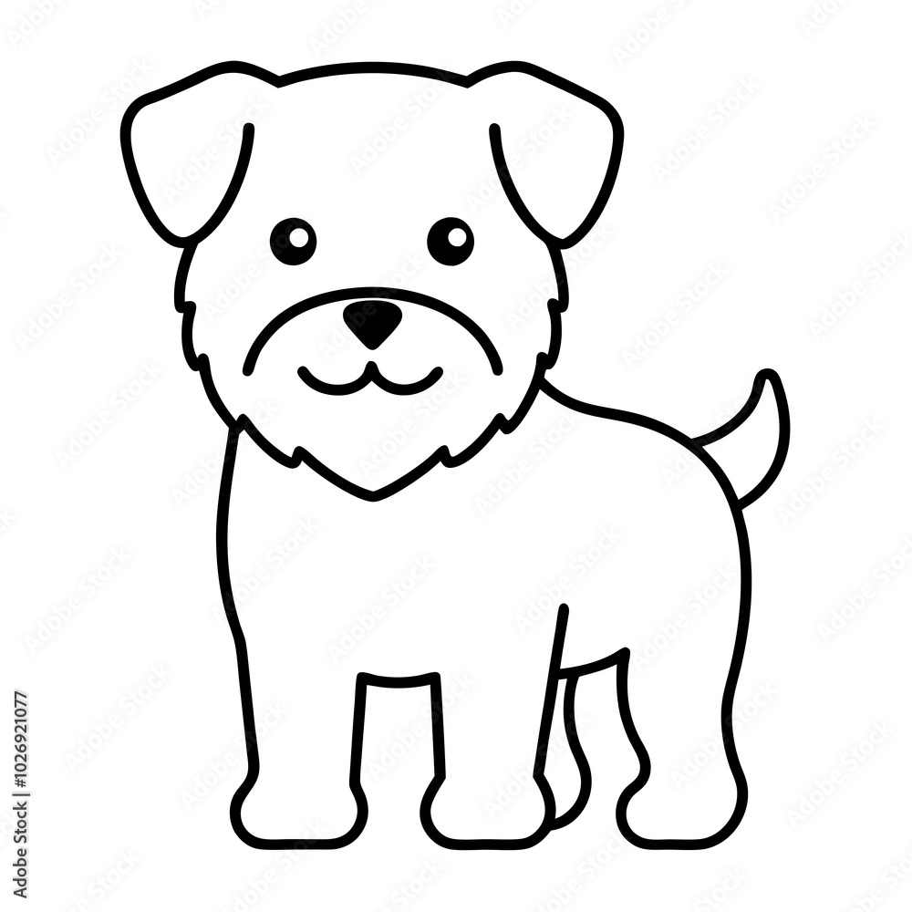 simple icon Children coloring book page, line art, black and white, cute style, illustration of a dog simple icon Children coloring book page, line art, black and white, cute style, illustration of a dog
