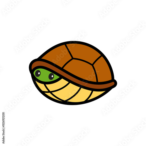 Cute Turtle Hiding Cartoon Illustration