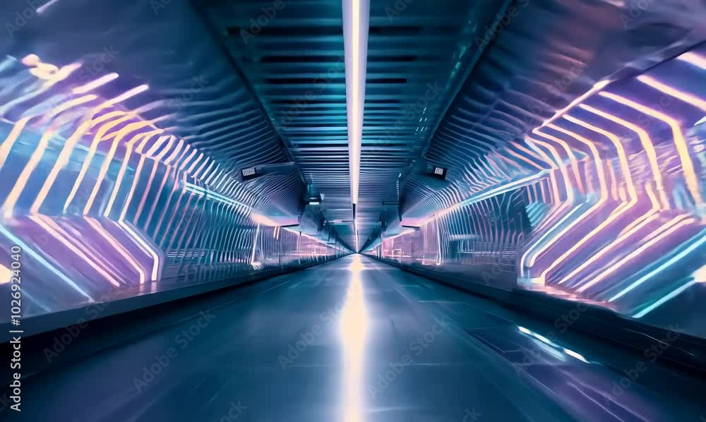 Futuristic Metal Corridor with Neon Lighting Futuristic Metal Corridor with Neon Lighting