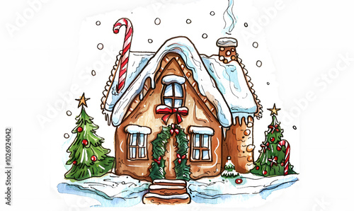 New Year and Christmas card, graphic advertising backgrounds in a doodle 2D illustrator style.