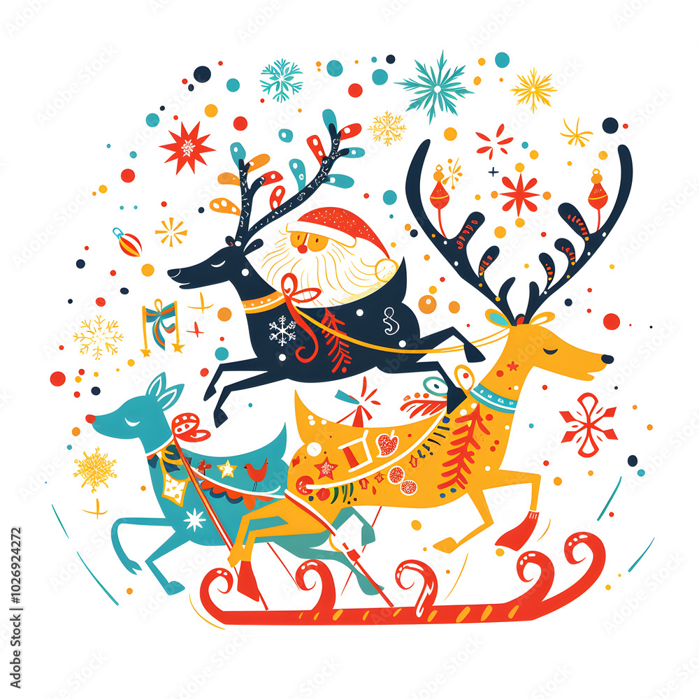 Naklejka premium New Year and Christmas card, graphic advertising backgrounds in a doodle 2D illustrator style.