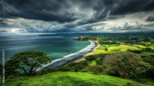 Gorgeous vista from hilltop overlooking Costa Rican coast