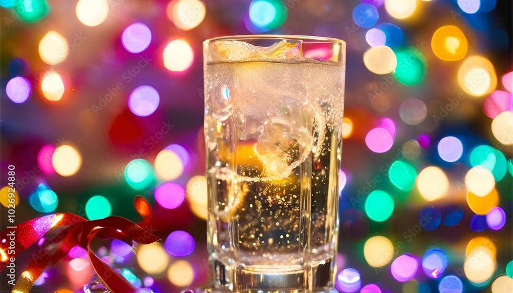 A glass with sparkling soda cocktail, party and celebration, Generative AI A glass with sparkling soda cocktail, party and celebration, Generative AI