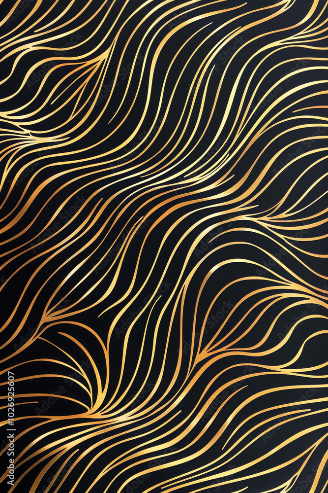 Stunning gold wavy pattern: luxurious golden linear ornament design Stunning gold wavy pattern: luxurious golden linear ornament design