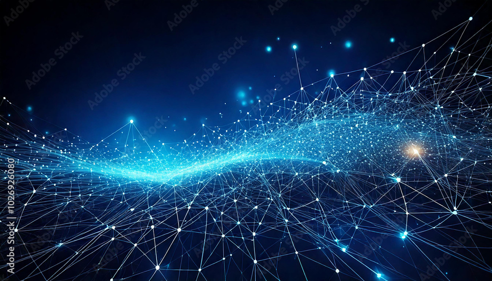 Obraz premium Abstract technology particles forming a futuristic mesh network background