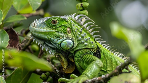 Wallpaper Mural green iguana on a branch Torontodigital.ca