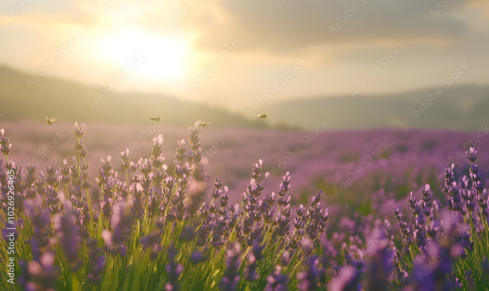 Naklejka premium Dreamlike Landscapes and Mystical Gardens with Vibrant Flowers and Glowing Nature