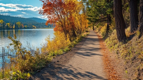 Season change Coeur d'Alene, ID along lake trail