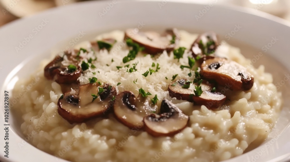 Creamy rice dish with mushrooms Creamy rice dish with mushrooms