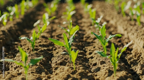 Lush Green Sprouts Emerging from Fertile Soil