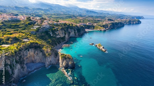 Overhead view of Capo Vaticano in Italy.