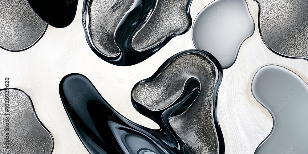 Abstract silver and black shapes on a white background. Abstract silver and black shapes on a white background.