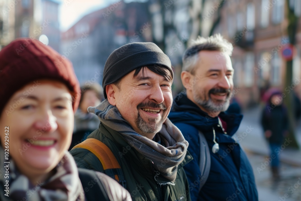 Portrait of a smiling middle-aged couple in the city. Portrait of a smiling middle-aged couple in the city.