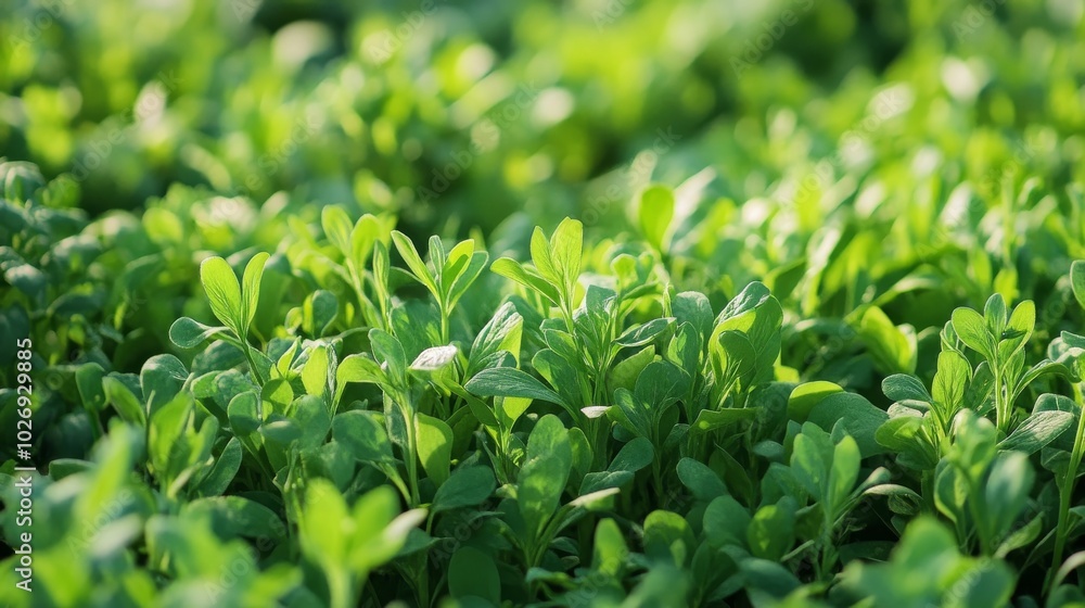 Spring blooms meadow: vibrant foliage in springtime sun Spring blooms meadow: vibrant foliage in springtime sun