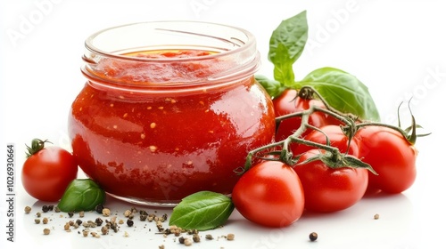 Glass jar of tomato sauce