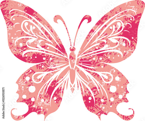 Retro butterfly cartoon vector illustration