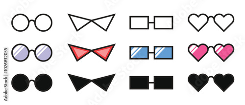 Illustration set eyeglass with blank background