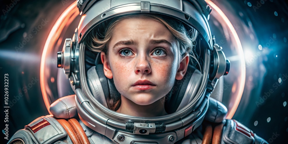 Girl Astronaut in Space Suit Isolated on White Background - High Dynamic Range Image for Space Exploration and Girl Astronaut in Space Suit Isolated on White Background - High Dynamic Range Image for Space Exploration and
