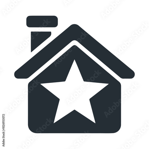 Black silhouette home with star vector icon design